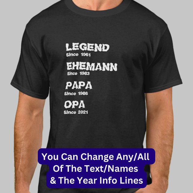 T-shirt Changer de nom Date Année Légende Mari Père Opa (Créateur téléchargé)