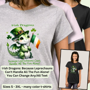 T-shirt Changer De Texte, Irlandais Dragons, Leprechauns F