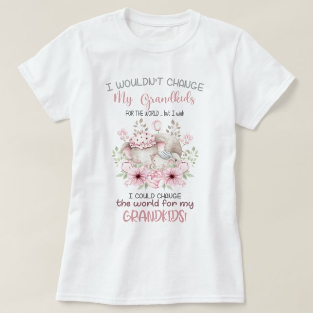 T-shirt Changer le monde pour mes petits-enfants Eléphants (Design devant)