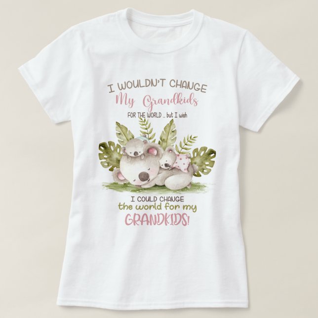 T-shirt Changer le monde pour mes petits-enfants Koalas (Design devant)