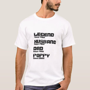 T-shirt Changer tout nom Date Année Légende Mari Père Popp