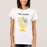 T-shirt Channukah heureux Menora/Chanukia<br><div class="desc">hanuka,  hannuka,  hannukah,  hanukah,  hannukkah,  hanoukka,  chanuka,  channuka,  channukah,  chanukah,  channukkah,  chanukia de chanukkah,  chanukkia,  hanukia,  hanukkia,  menora,  mennora,  vacances de menorra,  vacances,  juives,  Judaïsme,  "hanoukka heureux",  visage heureux",  candélabres, </div>