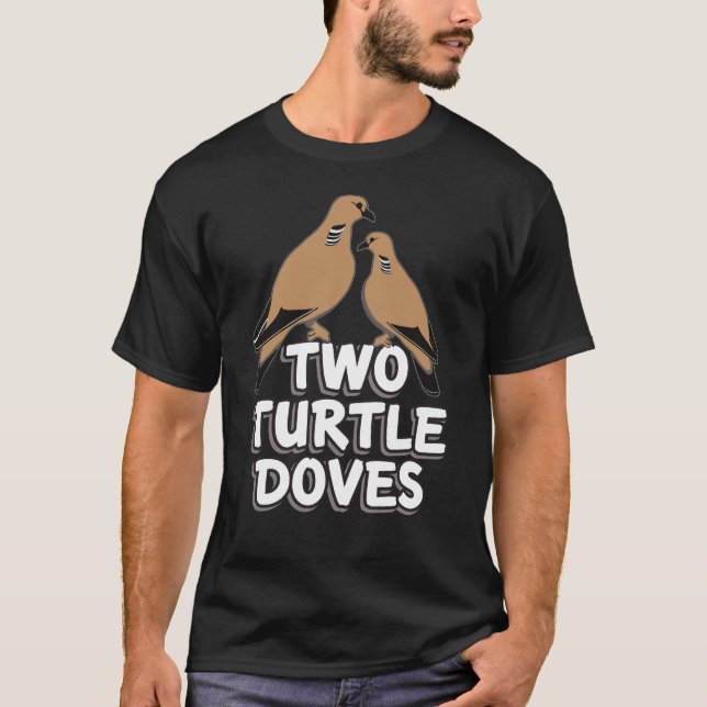 T-shirt Chanson de deux colombes de tortue Noël de 12 (Devant)