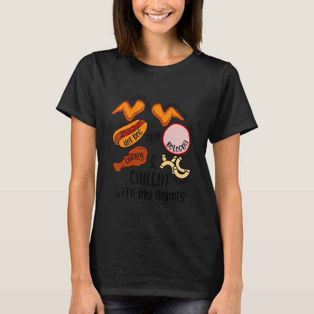 T-shirt Chanson de poulet Wing Lyric Hot Dog Bologne Macar (Devant)