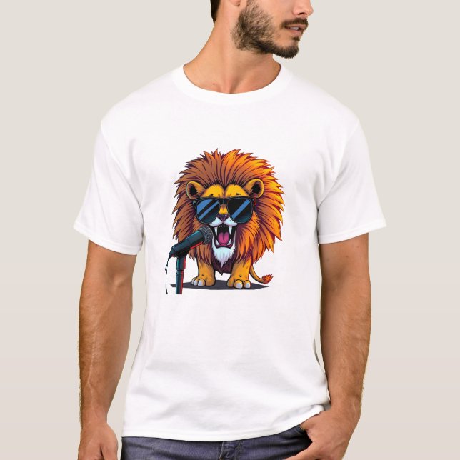 T-shirt Chant de lion cool avec microphone (Devant)