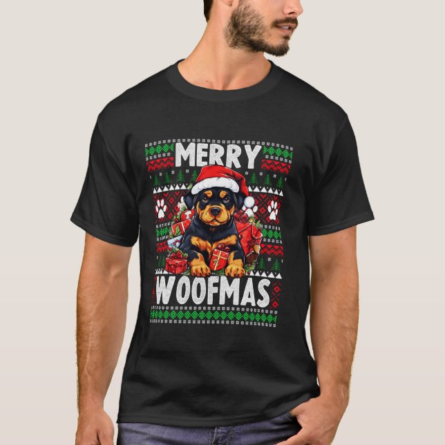 T-shirt Chant de Noël moche Rottweiler Chien Chien Chien C (Devant)