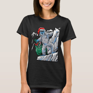 T-shirt Chant de Noël moche Yeti Père Noël Et Montagne