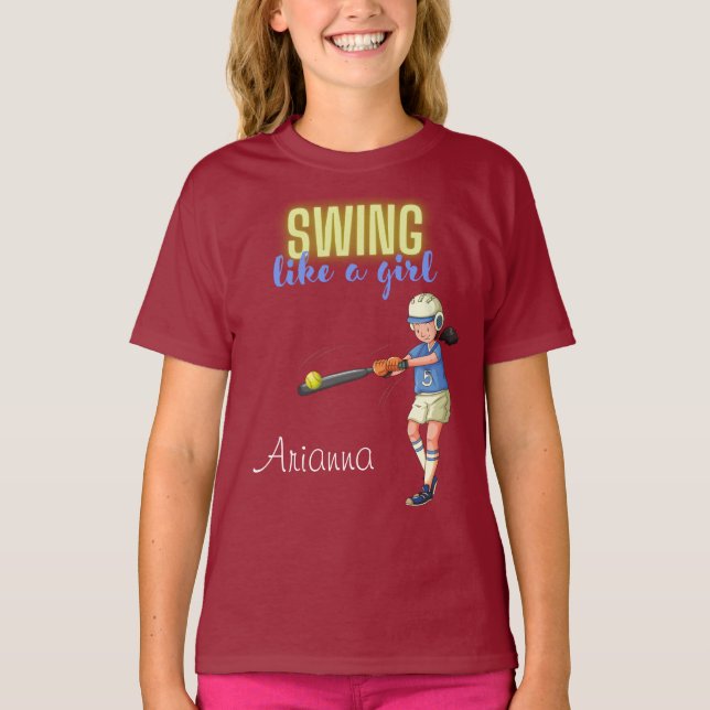 T-shirt Chanter Comme Une Fille Softball (Devant)