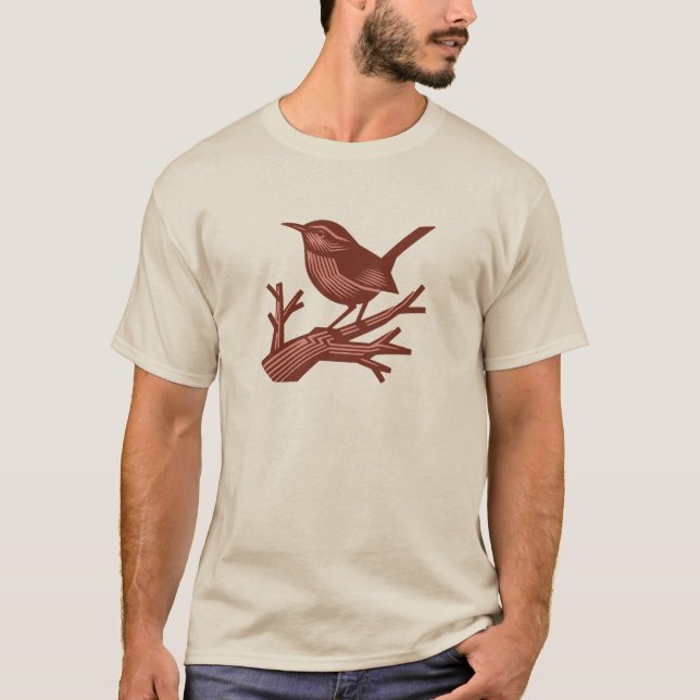 T-shirt Chanter Wren sur l'arbre mort (Devant)