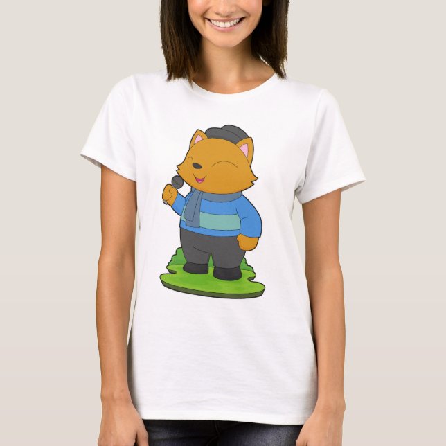 T-shirt Chanteur Chat Microphone Chantant (Devant)