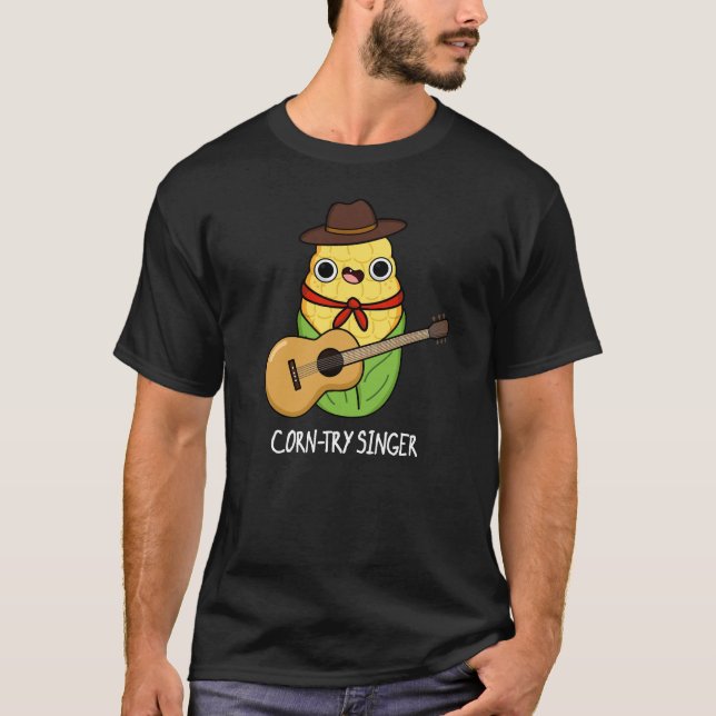 T-shirt Chanteur de corne Funny Corn Pun Dark BG (Devant)
