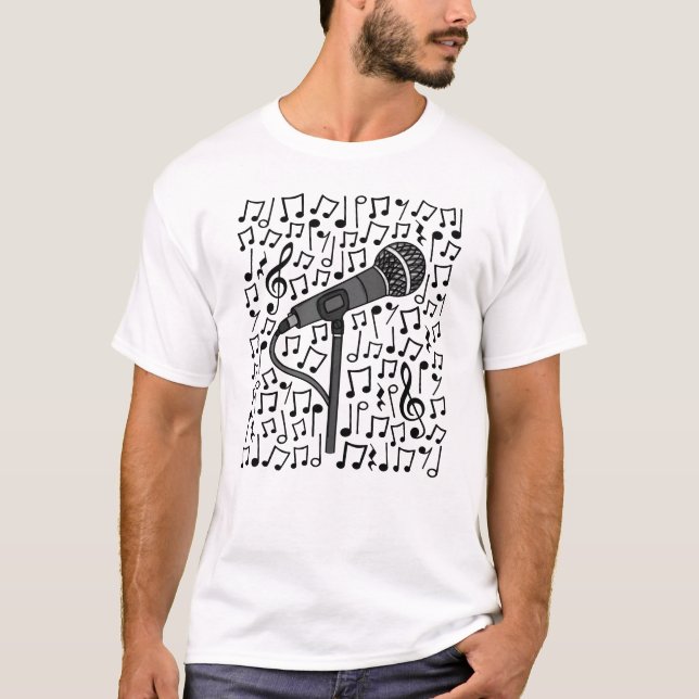 T-shirt Chanteur Microphone Notes musicales Chanteur ensei (Devant)