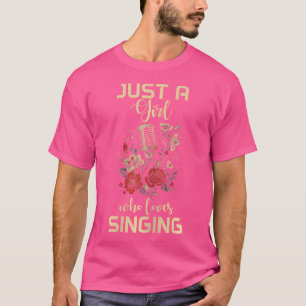 T-shirt Chanteur Vintage Fleurs Microphone Chanter Girl Ch