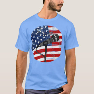 T-shirt Chanteur Vocaliste USA Drapeau chantant enseignant
