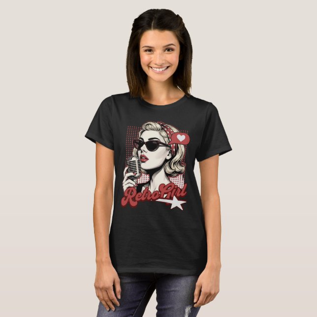 T-shirt Chanteuse Pop Art Rétro Fille (Devant entier)