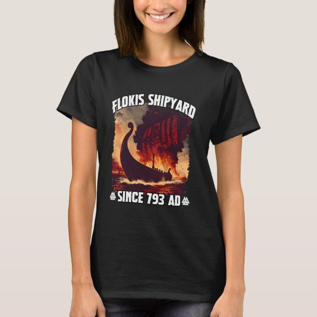 T-shirt chantier naval Viking Langboot & Flokis parfait po (Devant)