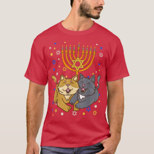 T-shirt Chanukah Juif Menorah Kitten Chat drôle Hanoukka 