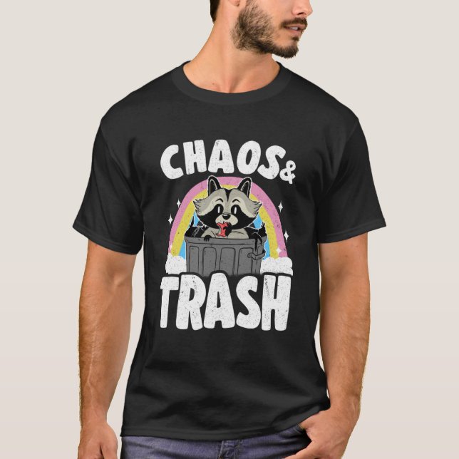 T-shirt Chaos et déchets Panda Rainbow Raccoon Pullov (Devant)