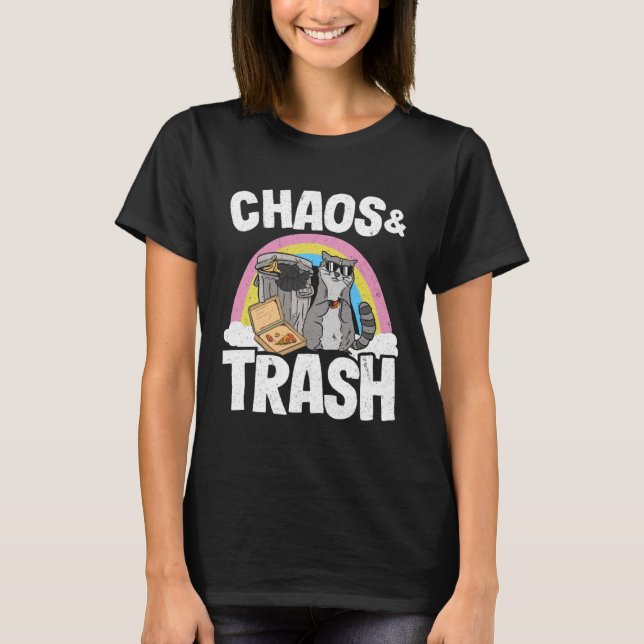 T-shirt Chaos & Trash Garbage Panda Rainbow Raccoon  1 (Devant)