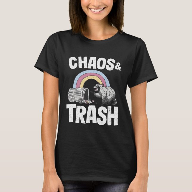 T-shirt Chaos & Trash Garbage Panda Rainbow Raccoon  4 (Devant)