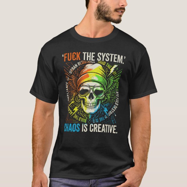T-shirt ChaosNetwork Pirate Le Système Crâne Cyberpunk Reb (Devant)