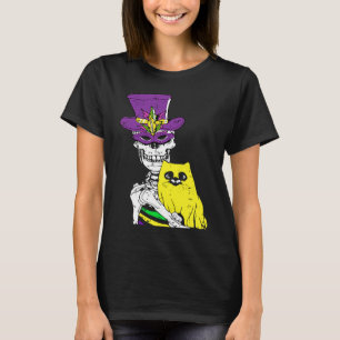 T-shirt Chapeau de bouffon squelette chat Mardi Gras os Ca