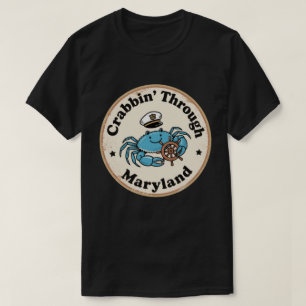 T-shirt Chapeau de capitaine drôle vintage crabe bleu du M