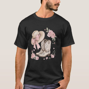 T-shirt Chapeau de Cowgirl Rustique Coquette et Bottes Flo