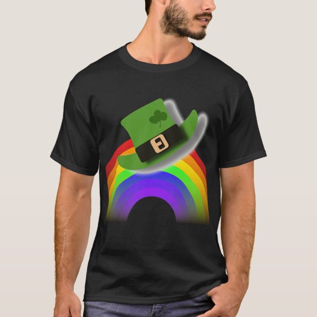 T-shirt Chapeau de la Saint-Patrick et arc-en-ciel   (Devant)