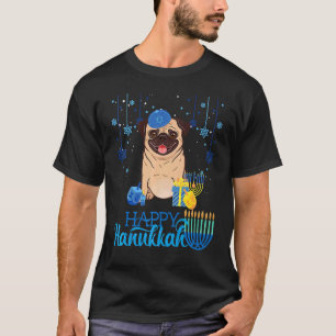 T-shirt Chapeau de Menorah pour chien carlin juif Chanukah