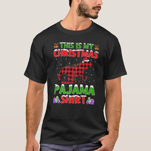 T-shirt Chapeau de Noël C'est mon pyjama de Noël Iguana (Devant)