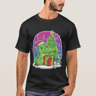 T-shirt Chapeau de Noël de dinosaure pour adultes amateurs