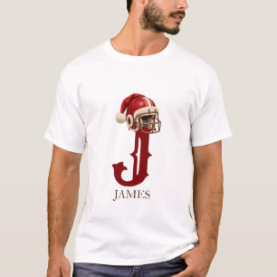 T-shirt Chapeau de Noël de footballeur avec monogramme et