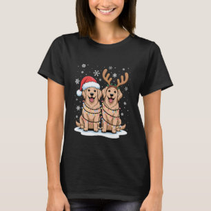 T-shirt Chapeau de Noël de Père Noël Renne Lumière Retriev