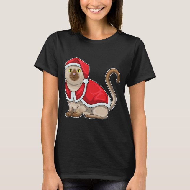 T-shirt Chapeau de Noël de Santa chat (Devant)