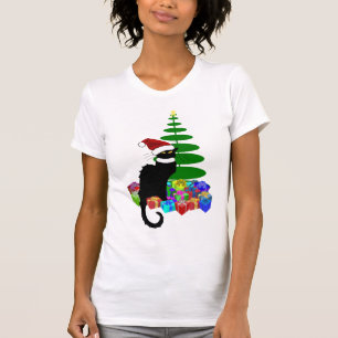 T-shirt Chapeau de Noël de Santa Le Chat Noir