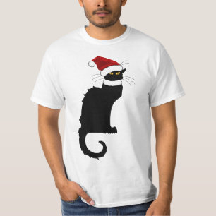 T-shirt Chapeau de Noël de Santa Le Chat Noir