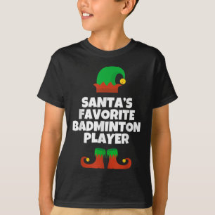 T-shirt Chapeau de Noël drôle de joueur de badminton préfé
