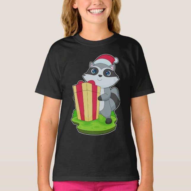 T-shirt Chapeau de Noël Racoon (Devant)