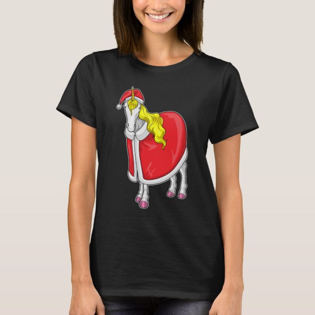 T-shirt Chapeau de Noël Unicorne (Devant)