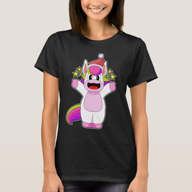 T-shirt Chapeau de Noël Unicorne (Devant)