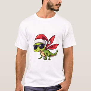 T-shirt Chapeau de Père Noël à libellule de Noël drôle pou