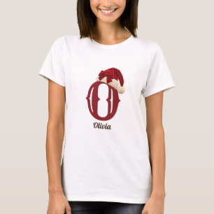 T-shirt Chapeau de Père Noël à Nœud Rouge Mignon Monogramm