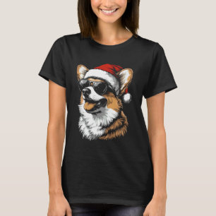 T-shirt Chapeau de Père Noël Corgi Drôle Maman Papa Noël C