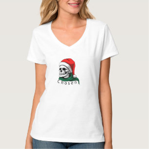 T-Shirt Chapeau de Père Noël Crâne Choisi Noël D