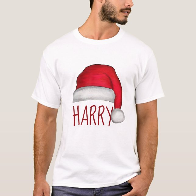 T-shirt Chapeau de Père Noël peint en rouge capricieux (Devant)