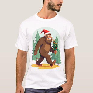T-shirt Chapeau de Père Noël pour sapin de Noël Bigfoot (1