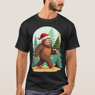 T-shirt Chapeau de Père Noël pour sapin de Noël Bigfoot (2