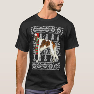 T-shirt Chapeau de Père Noël Xmas Borzoi Noël laid
