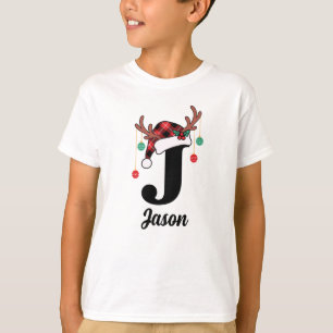 T-shirt Chapeau de Santa à carreaux avec monogramme person